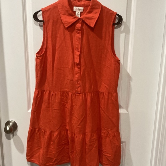 Jessica Simpson Tiered Linen Blend Dress Size Medium - Picture 2 of 4